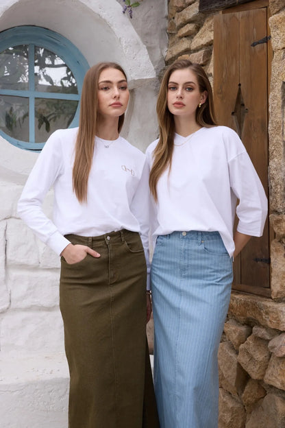 AS SS26 oversize loose T-shirt dress + V neck T-shirt  + skirt  set casual style  woman clothes