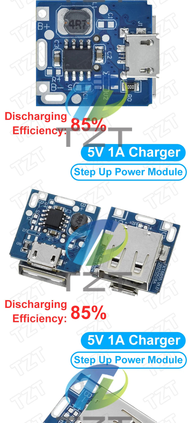 GREATZT 5V Boost Converter Step-Up Power Module Lithium Battery Charging Protection Board LED Display USB For DIY Charger 134N3P