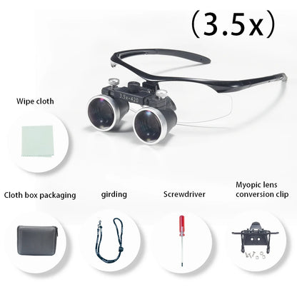 Dentistry Binocular Magnifier 2.5X 3.5X Ultra-lightweight Optical Loupes 320-420mm Magnifying Glass for Dental Surgery