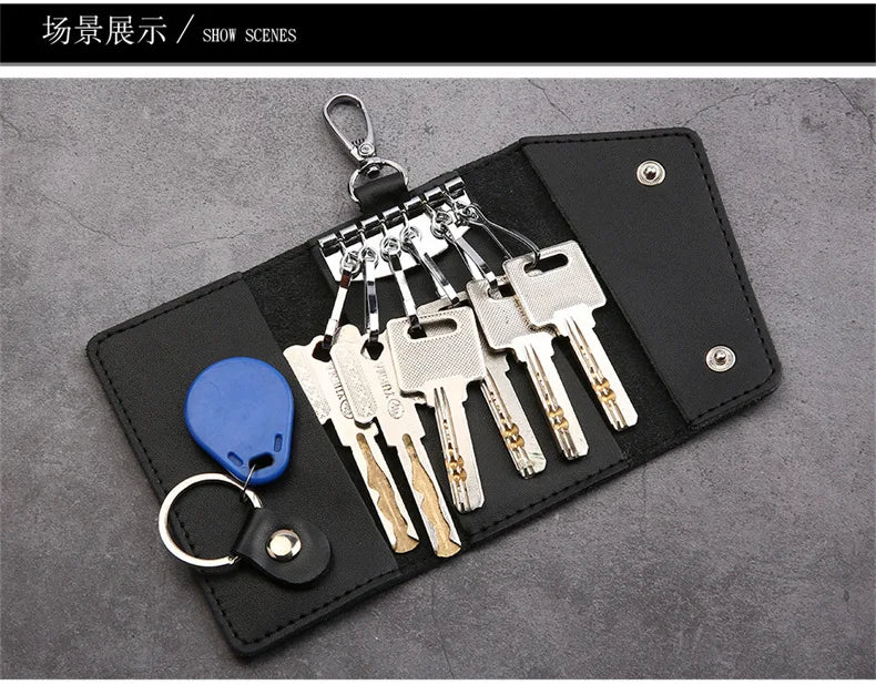 New Genuine Leather Keychain Men Key holder key organizer Pouch Car Key pouch Wallet Housekeeper Key Case Mini Card Bag