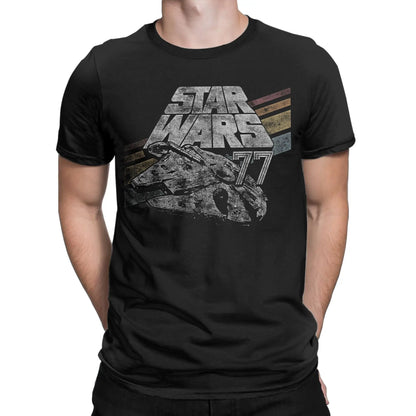 Stars  T-Shirts Men Millennium Falcon 77 Fashion Pure Cotton Tee Shirt Crewneck Short Sleeve T Shirt Printing Tops