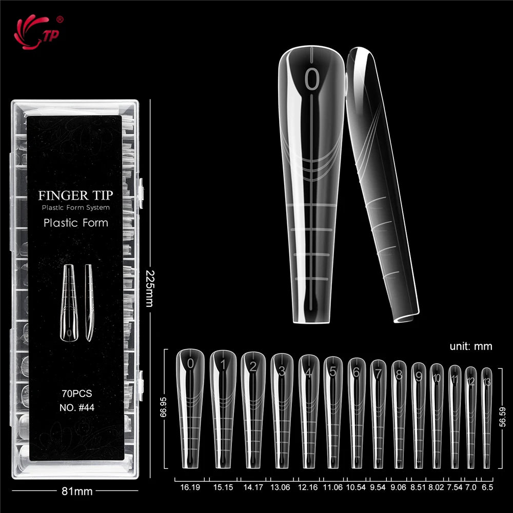TP New 70pcs/140pcs Clear Nail Dual Form Full Cover Nail Extension System Quick Building Gel Molds False Nail Tip Manicure Tools