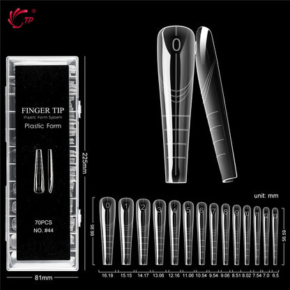 TP New 70pcs/140pcs Clear Nail Dual Form Full Cover Nail Extension System Quick Building Gel Molds False Nail Tip Manicure Tools