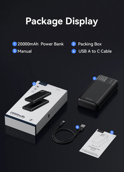 KUULAA 20000mAh Power Bank Portable External Battery 22.5W Fast Charging Portable Charger For iPhone xiaomi redmi poco Powerbank