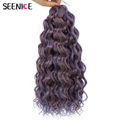 18 24“Synthetic Deep Wavy Twist Crochet Hair Afro Curls Water Wave Crochet Braids Ombre Brown Braiding Hair Extensions For Women