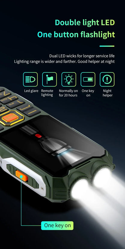 Q8 GSM 2G Rugged Mobile Phone Big Battery Double Flashlight 2.4inch HD Screen Dual Sim Large Button Cheap Cellphone For Elderly