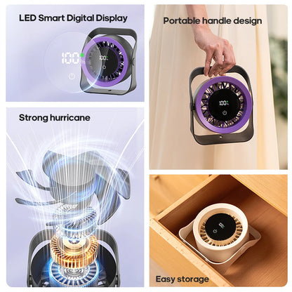 4000mAh Outdoor Desktop Fan Angle Adjustable 100 Speeds Wall Mount Portable Fan With Remote Control and Touch Screen Cooling Fan