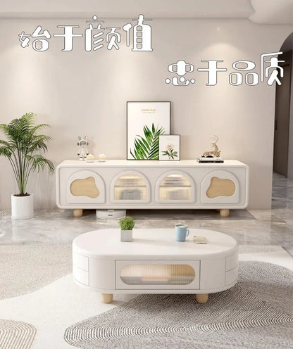 Simple Small Tv Stand Light Color High Gloss Entertainment Tv Stand Floor Movable Mobili Soggiorno Moderni Home Furniture