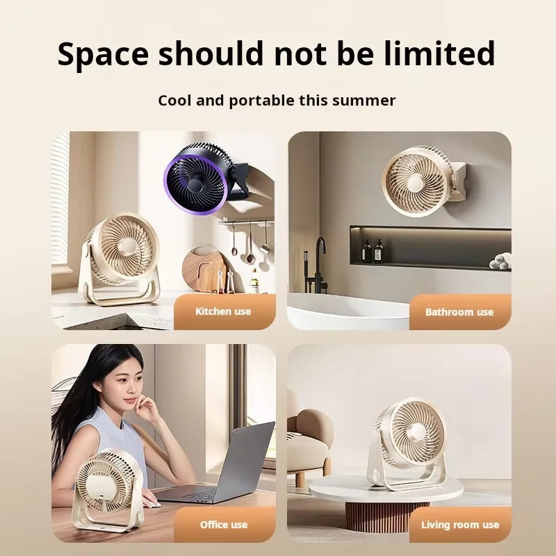  Portable Electric Fan 3600mAh Wireless Air Circulator Fan Cordless Desktop Wall Ceiling Air Cooling Cooler Quiet Ventilator