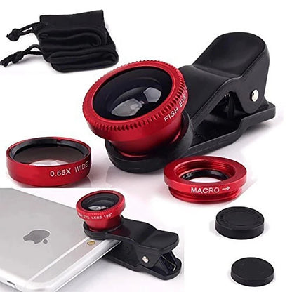 1 Set 3In1 Mobile Phone Fish Eye+Wide Angle+Macro Lightweight Camera Lens For Universal Cell Phone