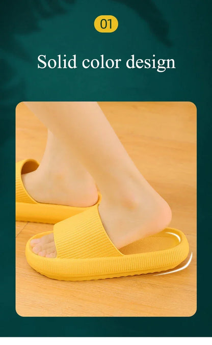 EVA Thick Sole 4cm Bathroom Slippers Cloud-Like Comfort Home Use Couple Height Increasing Indoor Solid Color Summer Sandals