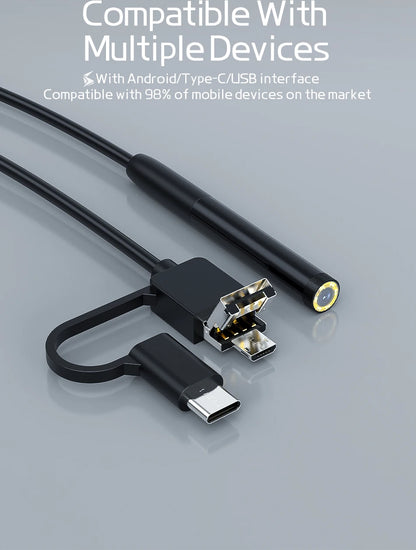 8mm Endoscope Camera 720P HD USB Endoscope With 8 LED 1/2/5/10M Flexible Cable Waterproof Inspection Borescope for Android PC