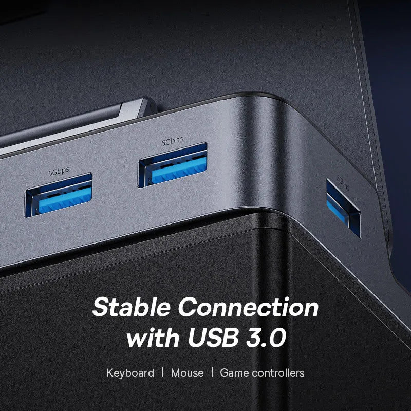 Baseus USB C Docking Station for Steam Deck Nintend Switch 6-in-1 Type C to 4K@60Hz HDMI-compatible Gigabit Ethernet USB 3.0 Hub