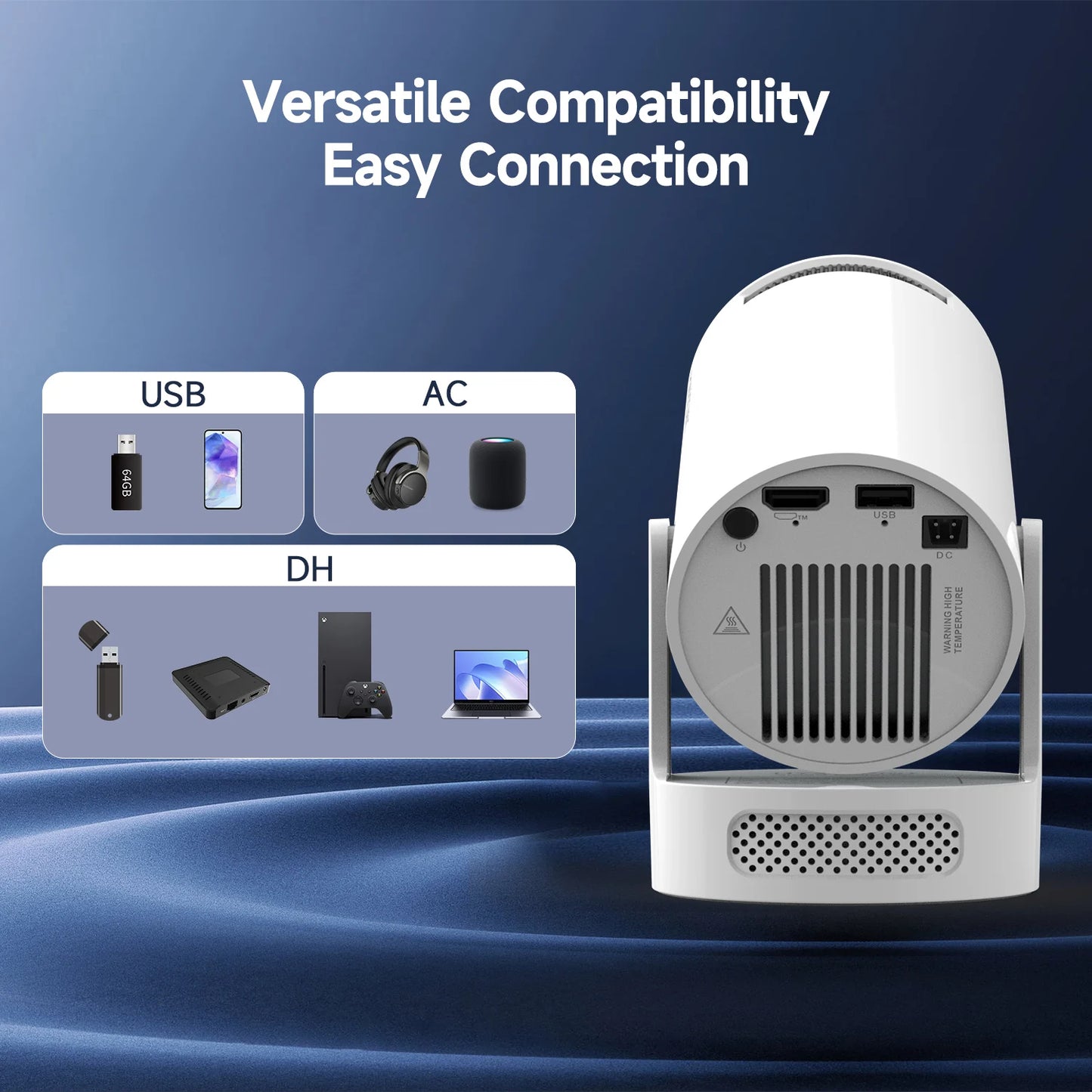 Magcubic 8K HY300 Pro + Projector Built in 5W Speaker 1280*720P Android 14 8000 Lumens Wifi6 BT5.4 Outdoor Portable Projector