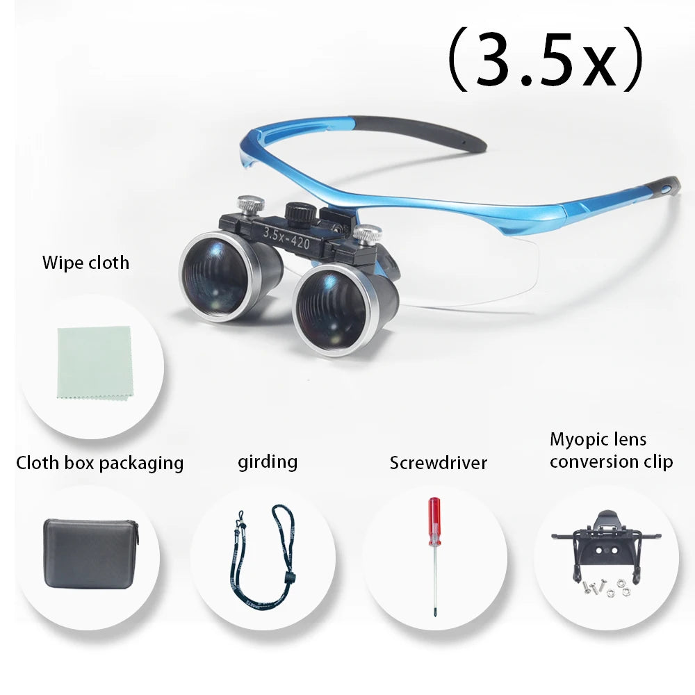 Dentistry Binocular Magnifier 2.5X 3.5X Ultra-lightweight Optical Loupes 320-420mm Magnifying Glass for Dental Surgery
