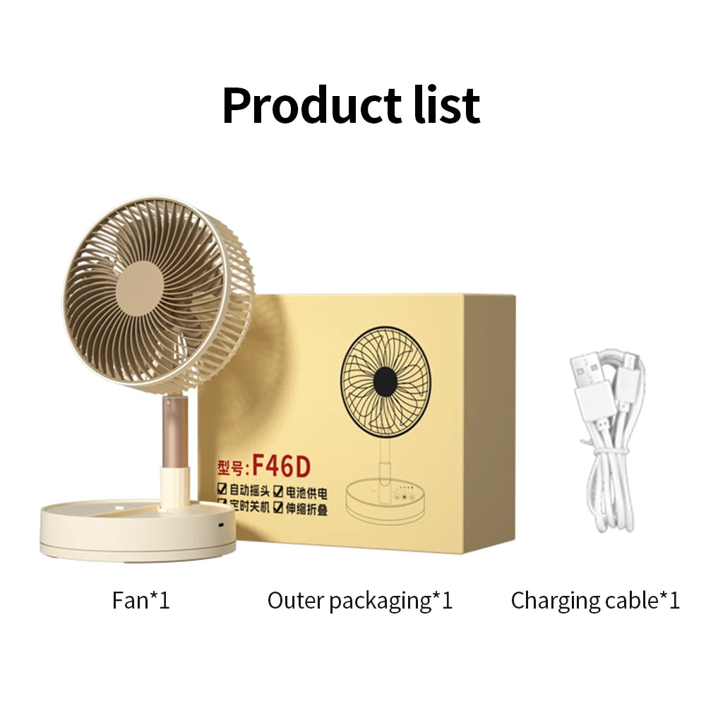 KASYDoFF Portable Oscillating Desk Fan, 8-Inch＆ 5400mAh USB Battery Operated Fan with 4 Speed Strong Airflow Foldable Personal