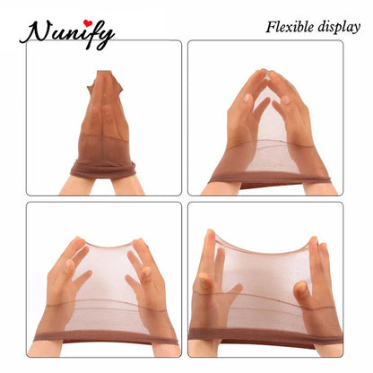 Nunify Nude Stocking Wig Cap Mesh Net Bald Cap For Install Wigs 2Pcs/Pack Free Size Strechy Stocking Cap Breathable Hairnet