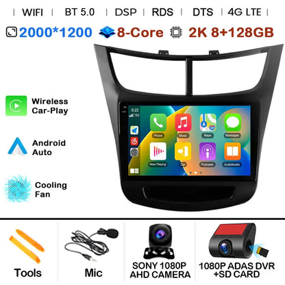 For Chevrolet Sail aveo 2015 2016 2017 2018 2019 2020 2022 carplay Android 15 DSP 2 din 4G NET Car Radio Multimedia Video Player