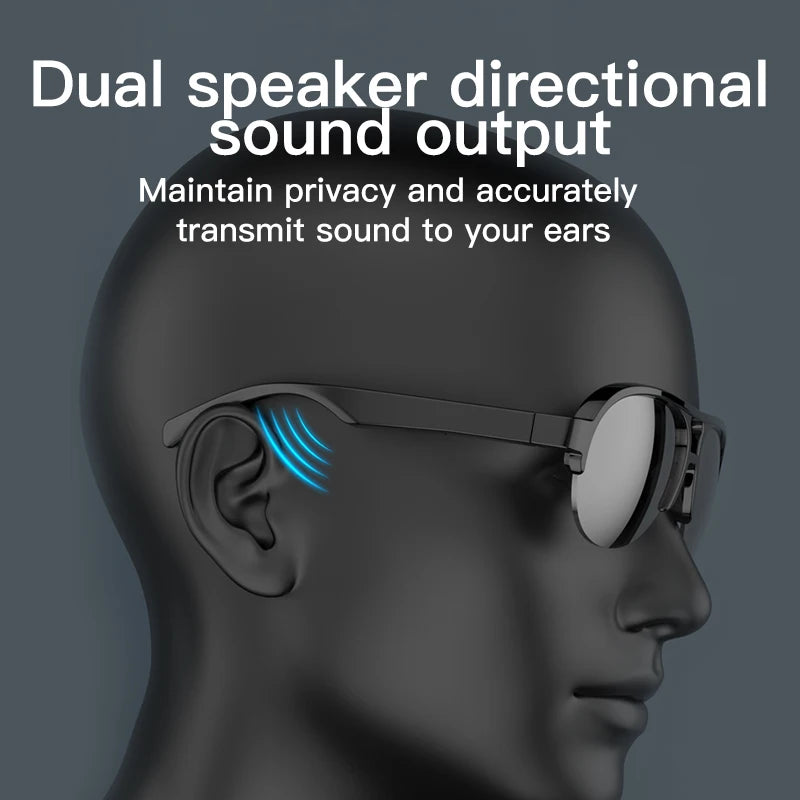 F08 Open-Ear Design Music & Calls Wireless Audio Eyewear Polarized Lenses Built-in Mic Semi-Rim Bluetooth Sunglasses