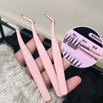 Stainless Steel False Eyelashes Tweezers Lashes Extension Clips Eyemakeup Tools Fine Tip Profession Tweezer