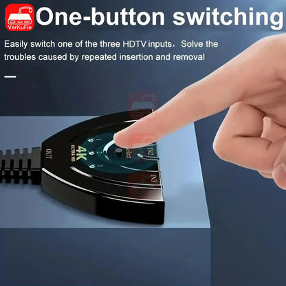 4K*2K 3 Port HDTV-compatible Switch 4K 3D VIdeo Switcher KVM Splitter 3 Input 1 Output Port Hub for Xbox PS4 DVD PC Laptop TV