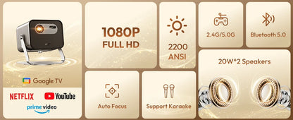BYINTEK R90 Max Full HD 1080P Projector 4K DLP 2200 ANSI Lumens Android TV 11.0  3D 4K Supported Smart  Home Theater  Projector