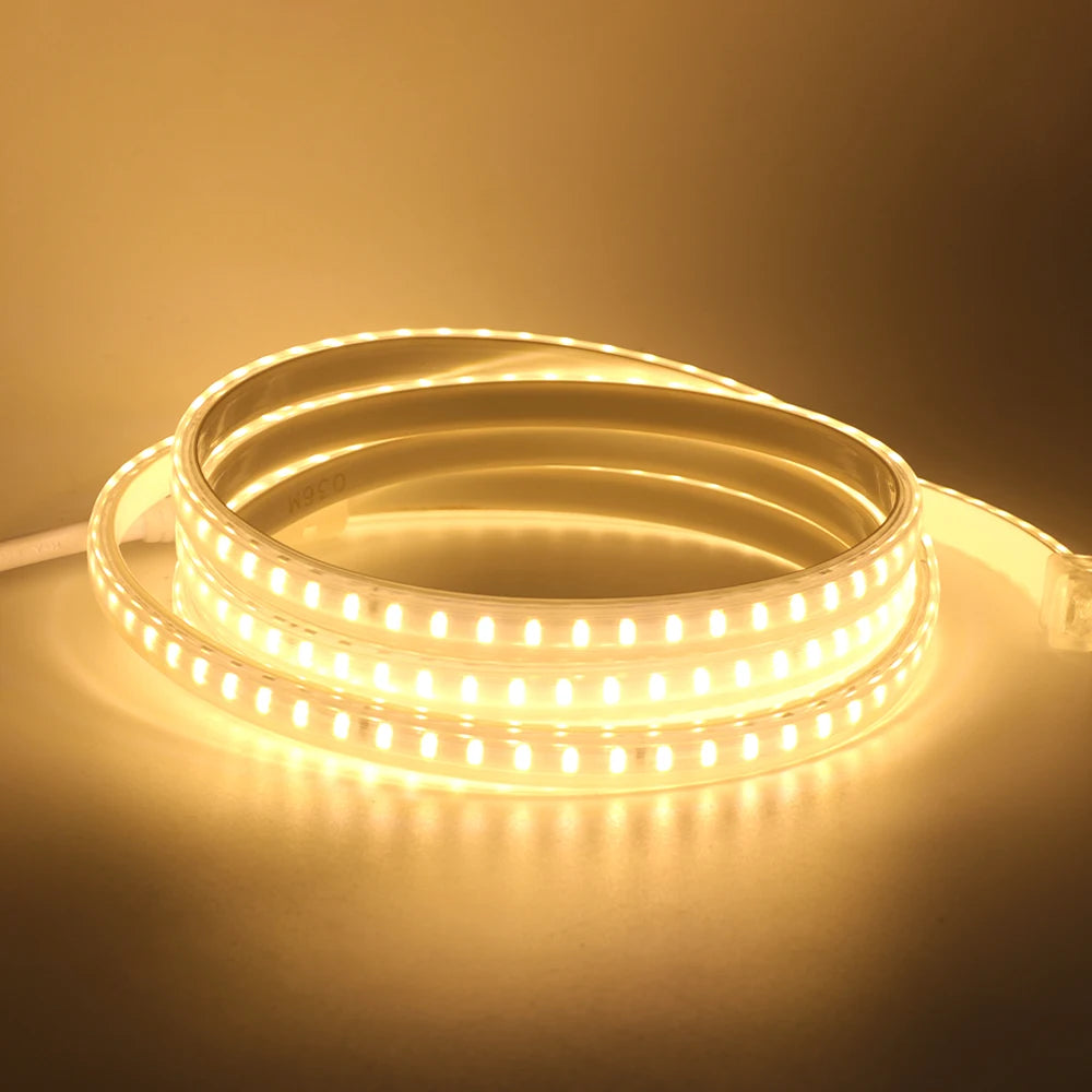 LED Strip Lights 220V 2835 Waterproof LED Tape Ribbon High Brightness 120LEDs/m Flexible Outdoor Lamp With EU Power Plug