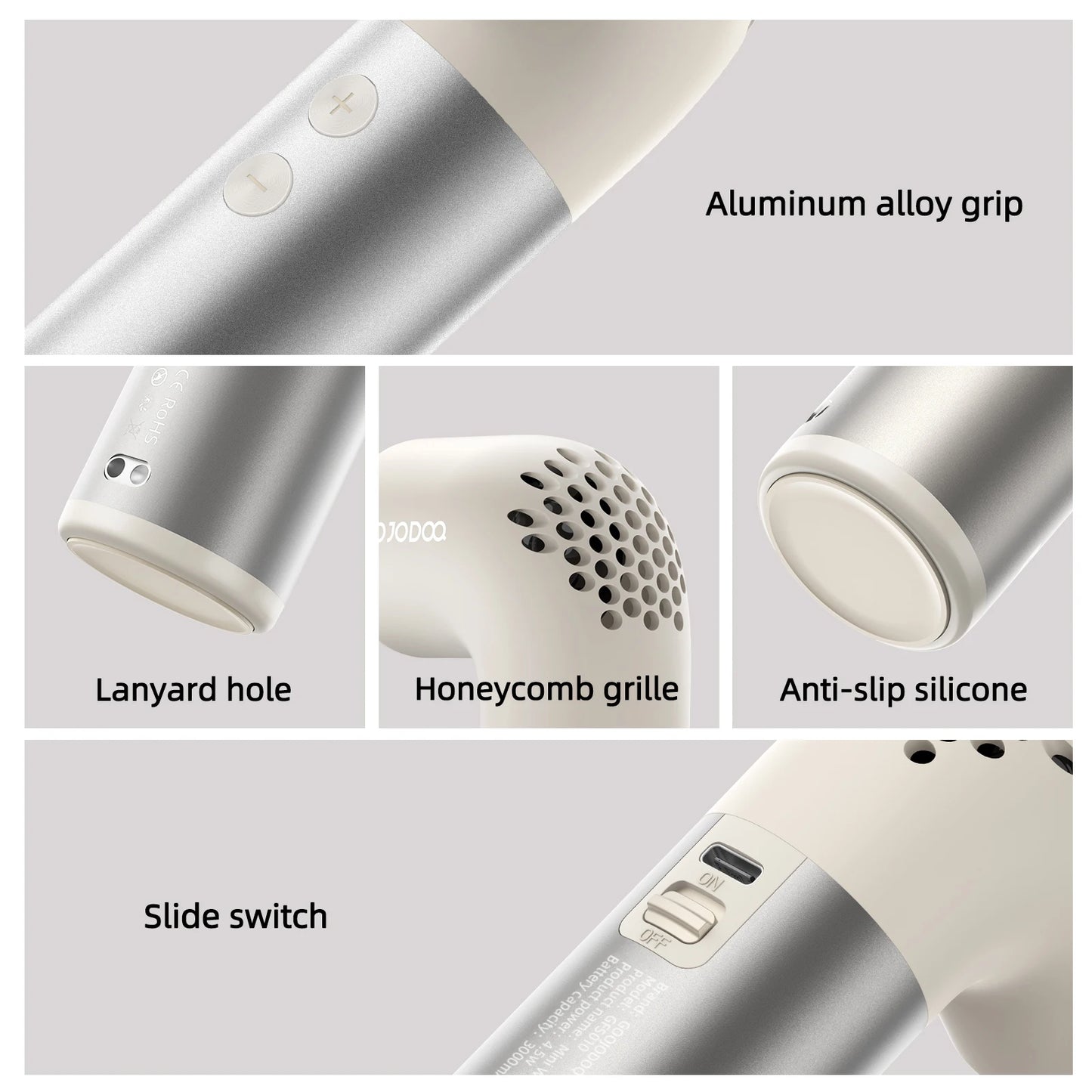 GOOJODOQ Mini 150G Ultra-light Water Pipe High-speed Fan 12M/s Uniquely stylish turbo fan Aluminum alloy handle