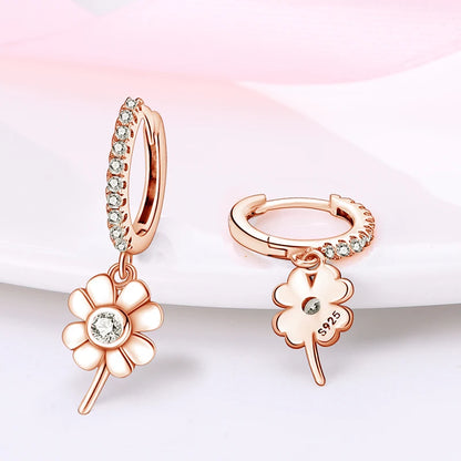 Hot Sale 925 Sterling Silver Spring Zircon Sunflower Stud Earrings For Women 2023 Trending Fashion Jewelry mother's day gift