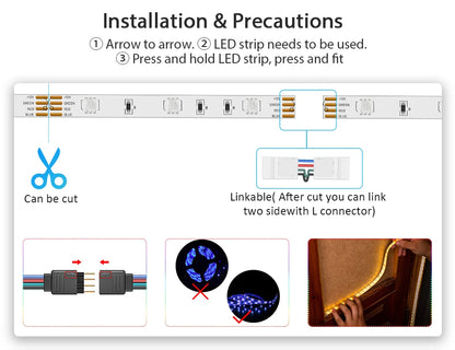 LED Strip Lights RGB ,5V 1M-30M,16 million colors, RGB , Led Strip Lighting Music Sync, Color Changing for Party Home