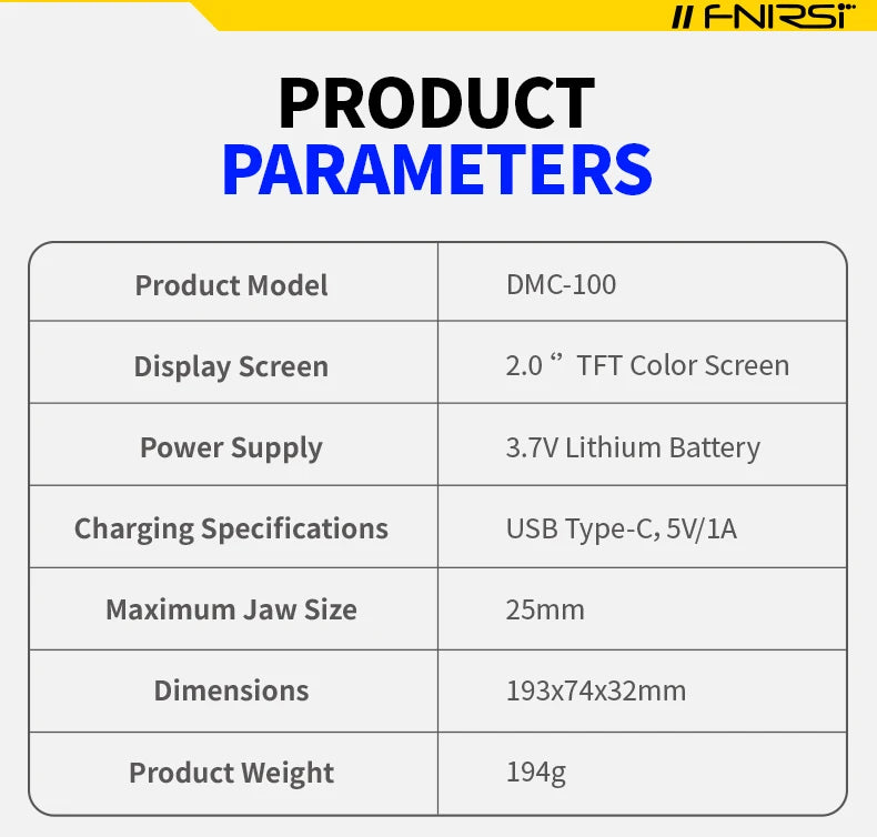 FNIRSI DMC-100 зажимный, 10000 отсчётов, ток AC/DC до 600А, USB зарядка