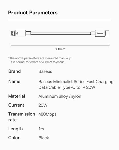 Baseus USB Cable For iPhone 13 12 11 pro max iPhone USB Cable Fast Charging For iPhone X XR 8 USB Type C to lightning Cable