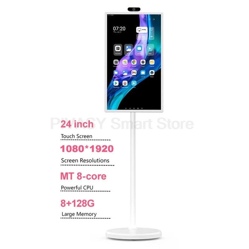 Multi-sized Touch Screen Smart TV For Fitness Wireless Casting External Camera Portable Adjustable Height Interactive Monitor