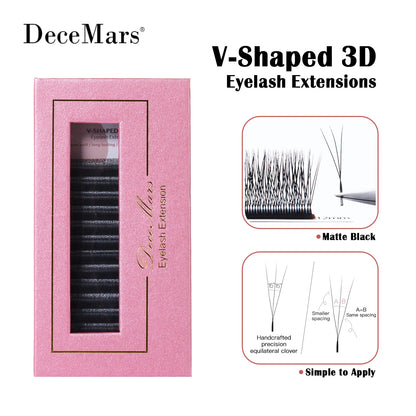 DeceMars V-shaped 3D eyelash extensions Matte Black 12 Rows/Tray