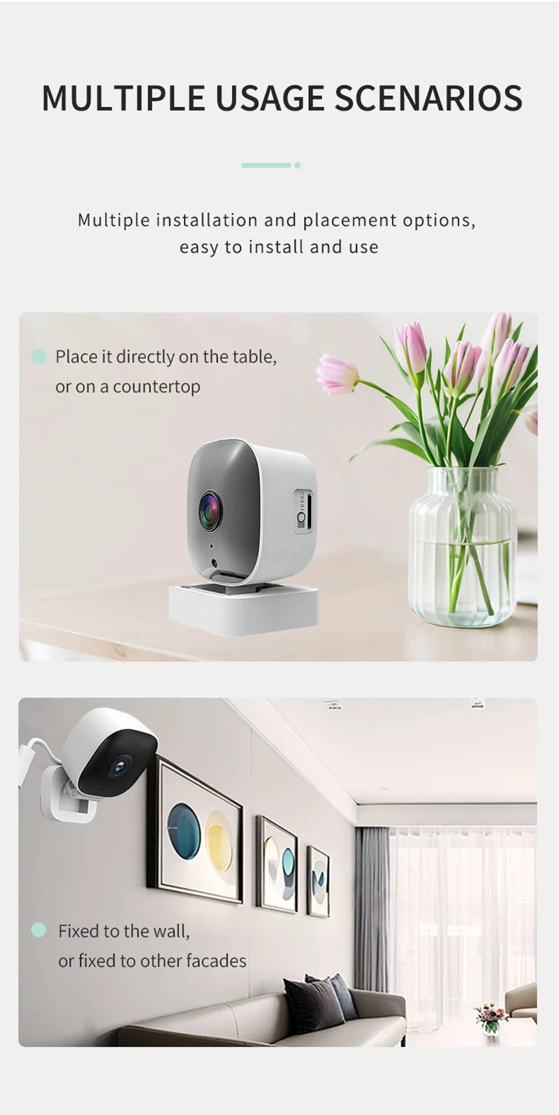 Window Camera Replaces Outdoor Cameras 2.4/5GHz WiFi Camera 3MP Resolution Full-Color Night Vision Through Window Mini Camera