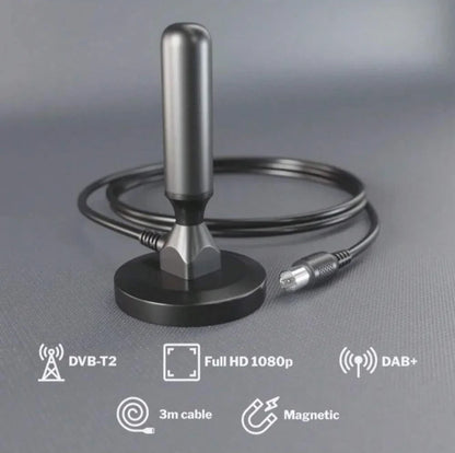 HD digital TV antenna indoor outdoor, magnetic base and 360° reception support smart 4K 1080P and HDTV free local channels