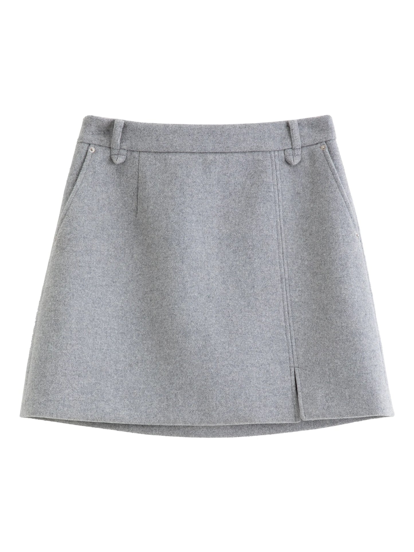 DUSHU Classic Long and Short Elastic Waist A-line Skirt 2025 Winter Skirt for Women Solid Simple Commuting Office Ladies College