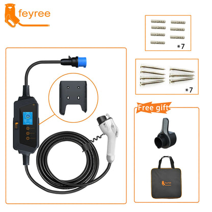 feyree Type1 Portable EV Charger 7KW 32A 1Phase J1772 Socket with 5m Cable Smart APP WIFI Control Version for Electric Vehicle