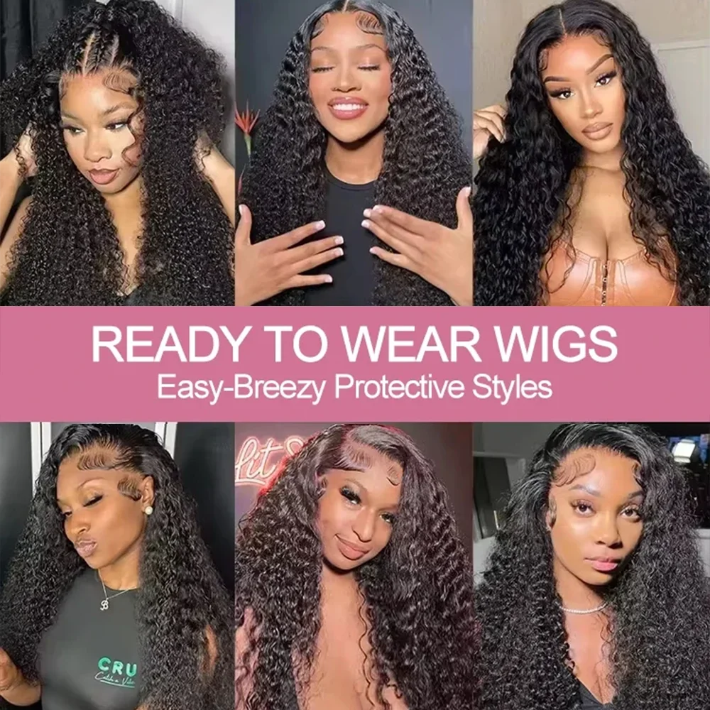 40 46 Inch 13x4 13x6 HD Deep Wave Lace Frontal Wig Brazilian Loose Water Curly Lace Front Human Hair Wigs For Women 300% Density