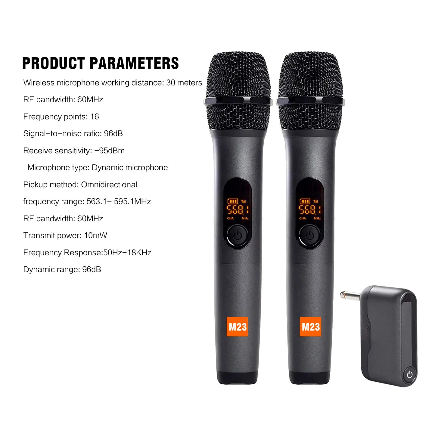 Karaoke Microphone Wireless M23 UHF 2 Channel System Built-in Lithium Battery Cordless Handheld Mic For Church Party Speaker