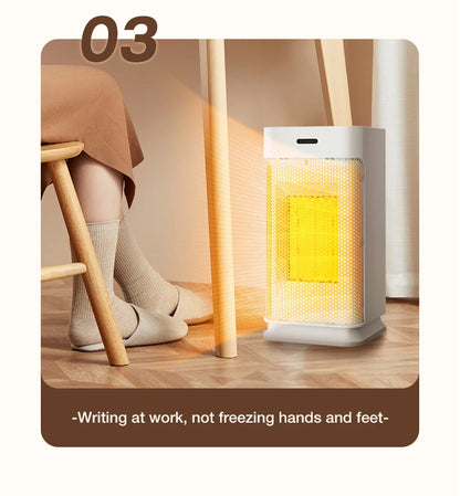 Portable PTC ceramic electric heater with multi-stage adjustment, silent, small household fan and night light heater.