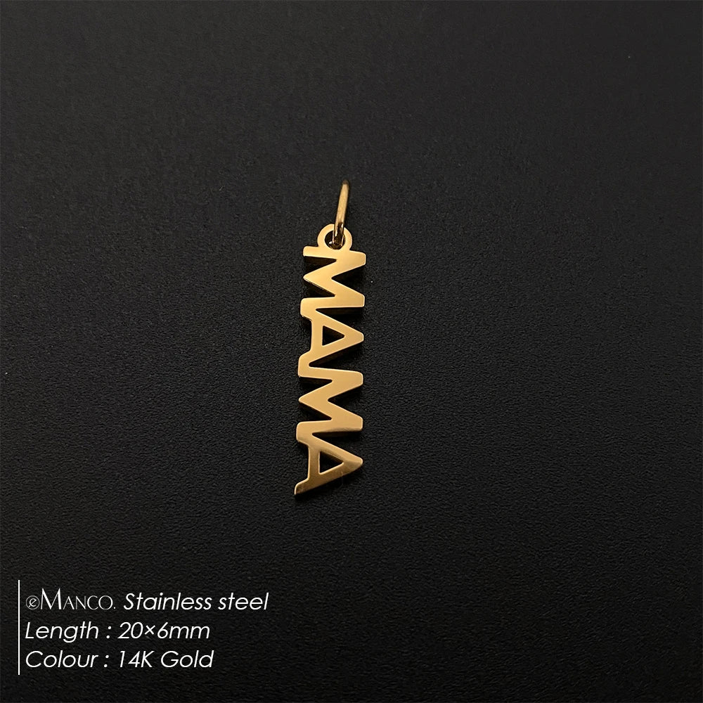 eManco  MAMA LOVE Pendant  Charms Stainless Steel Letter Hang Ornament For DIY Mother's Day Nacklace Earrings Jewelry Making