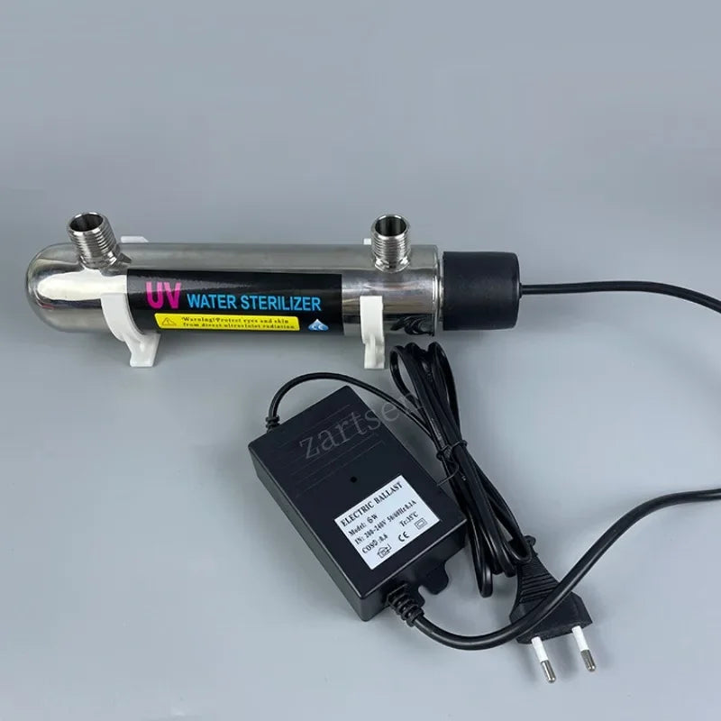 12W Stainless Steel UV Water Sterilizer Ultraviolet Tube Lamp Direct Drink Disinfection Filter Aquarium Fish Tank Purifier