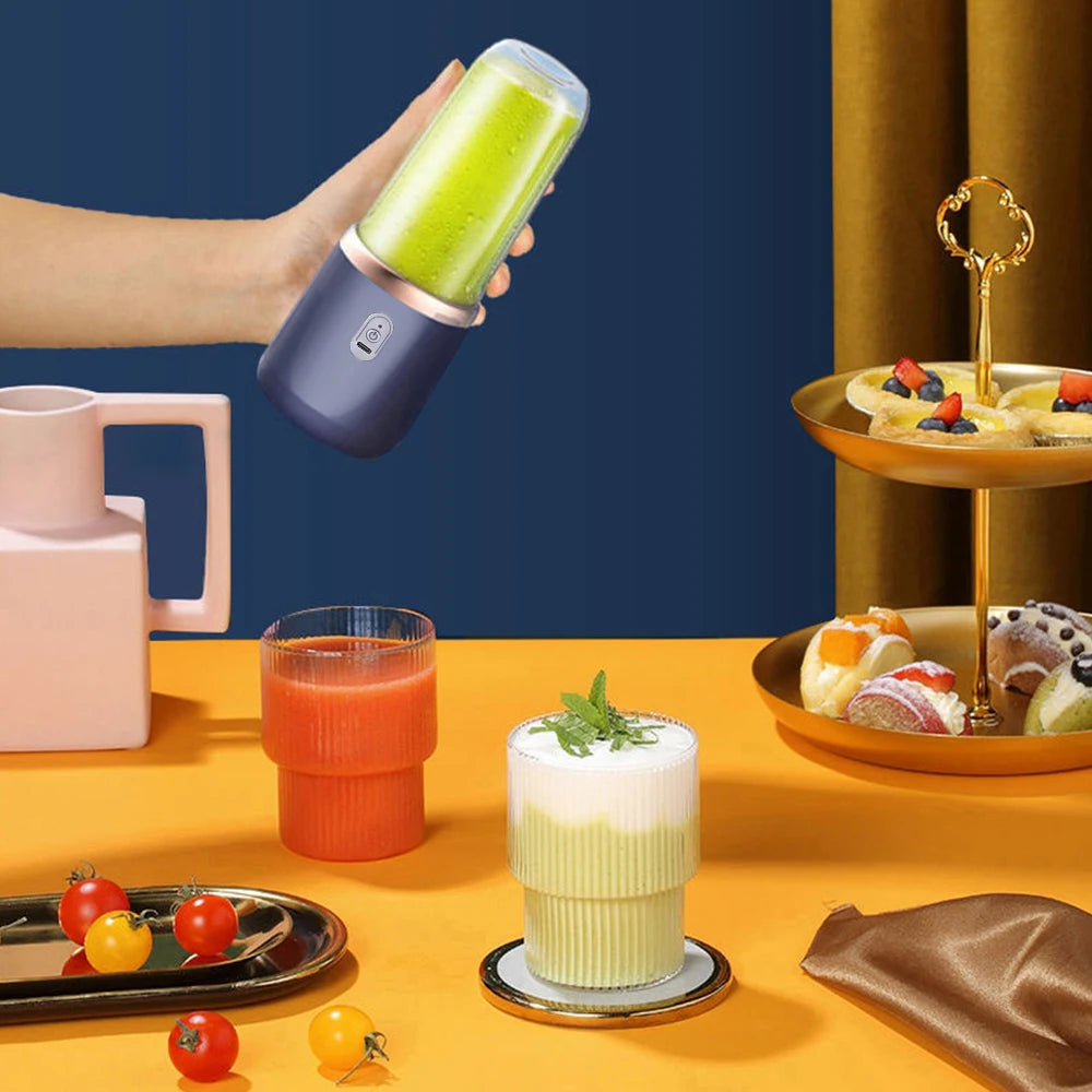 6 Blades Electric Juicer Cup 2 Cups For Travel Portable Juicer Mixer Usb Charge Fresh Fruit Juice Personal Blender Smoothie