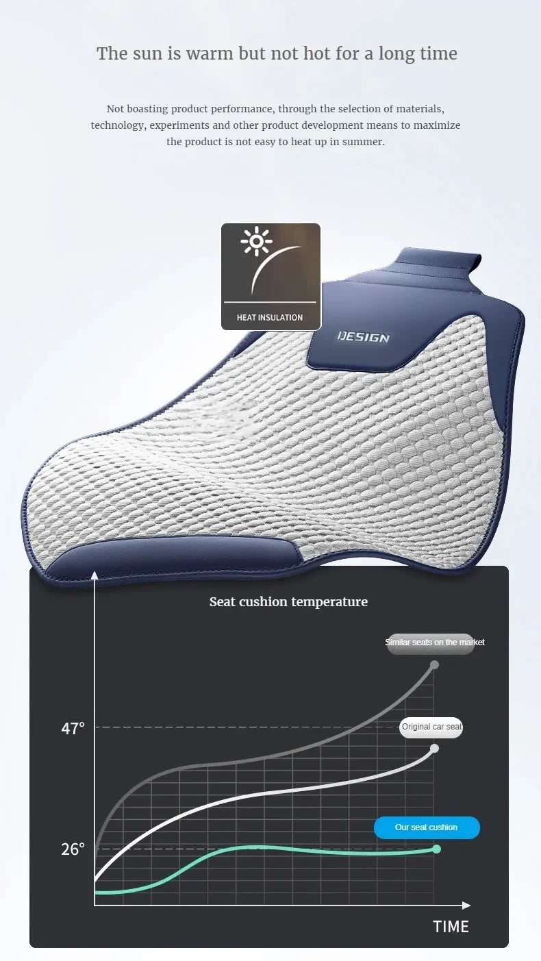 Ice Silk Car Seat Cushion Ventilation Comfortable, Durable Four Seasons Universal Split Single Car Front Seat Cover