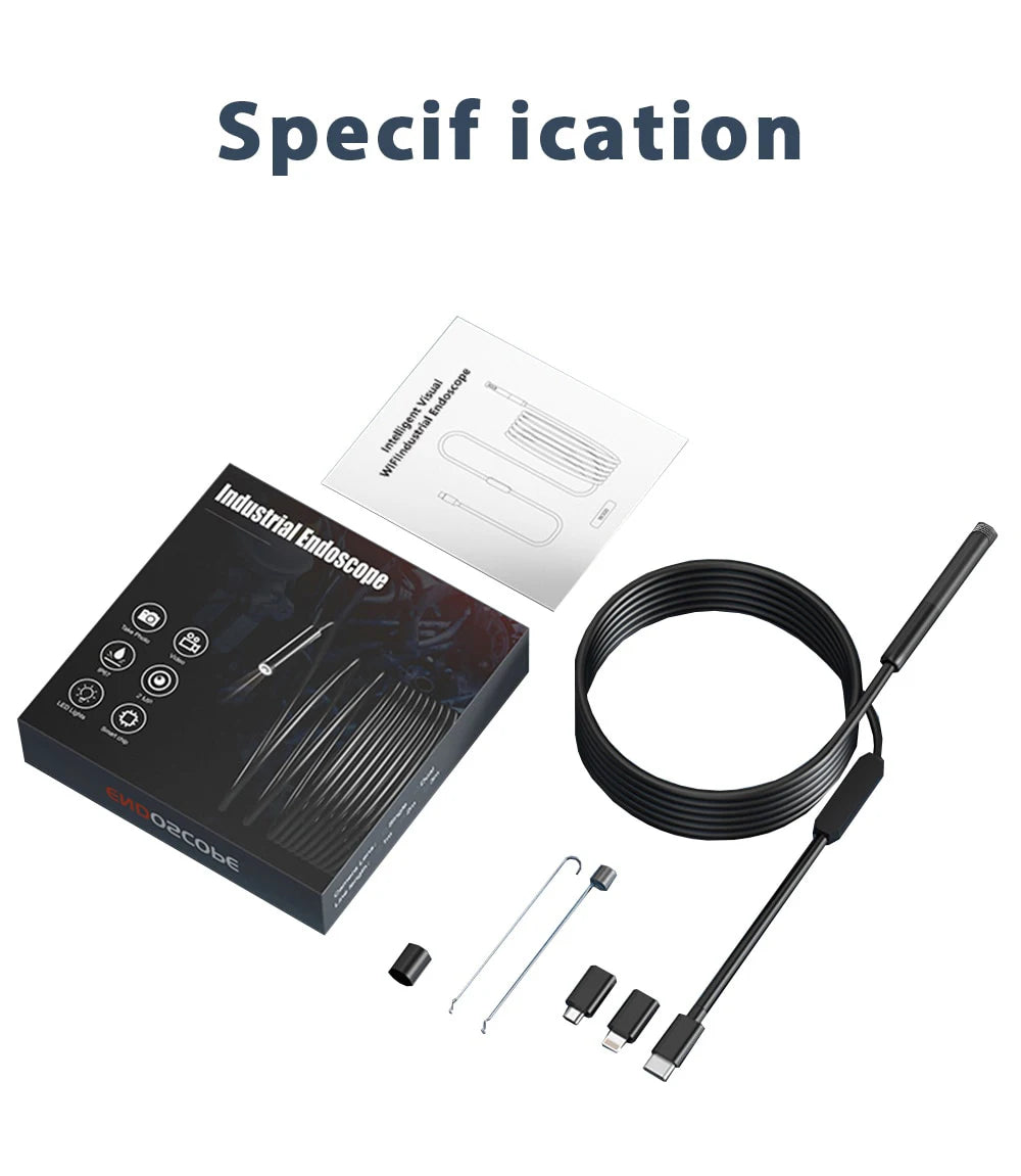KERUI 2MP Industrial Endoscope Camera Single/Dual Lens Mini Inspection Camera for Iphone Waterproof Pipeline Borescope Type C