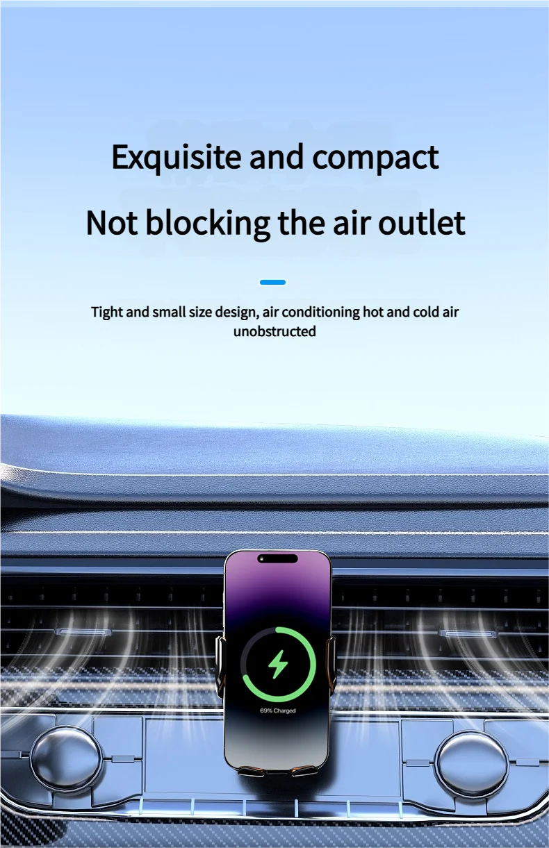 Smart Induction Car Phone Holder 15W Fast Charging Suitable For Dashboard Windshield Air Outlet Universal Automotive Supplies