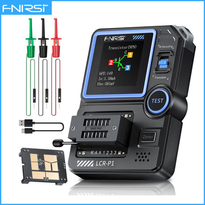 FNIRSI LCR-P1 transistor, capacitor, diode, and resistor tester