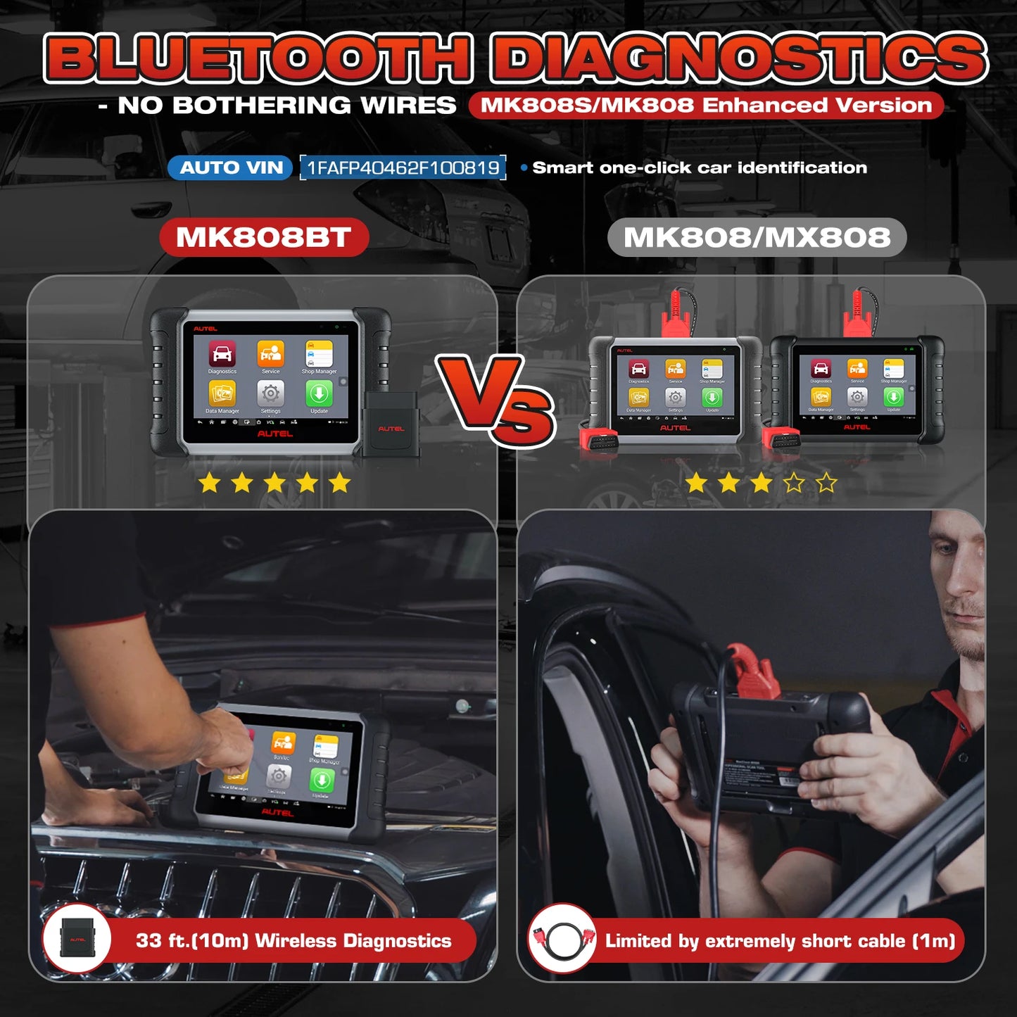 Autel MaxiCOM MK808BT PRO Car Automotivo Diagnostic Tools Bluetooth OBD2 Scanner Code Reader Diagnosis Tool PK MK808KBT MK808S