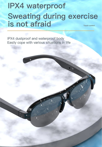 F08 Open-Ear Design Music & Calls Wireless Audio Eyewear Polarized Lenses Built-in Mic Semi-Rim Bluetooth Sunglasses